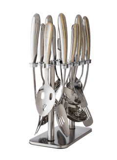 Squalo 13 Piece Stainless Steel Serving Spoon Set Silver & Gold  - Image 3
