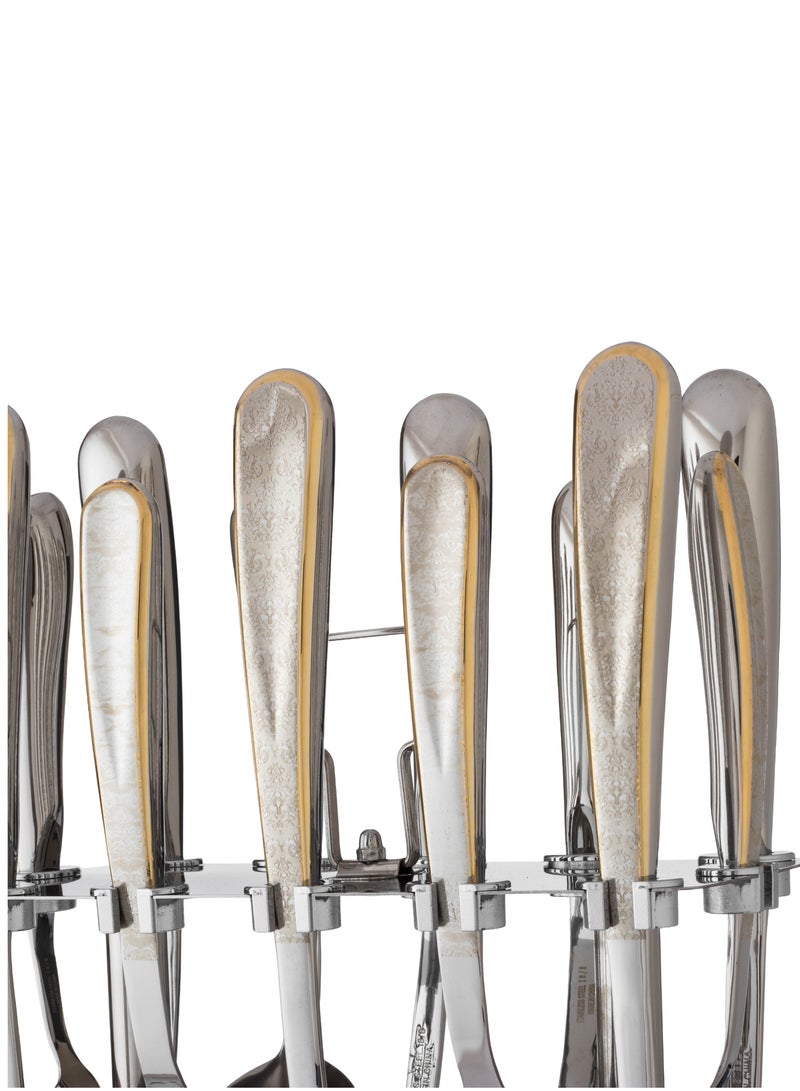 Squalo 13 Piece Stainless Steel Serving Spoon Set Silver & Gold - Image 4