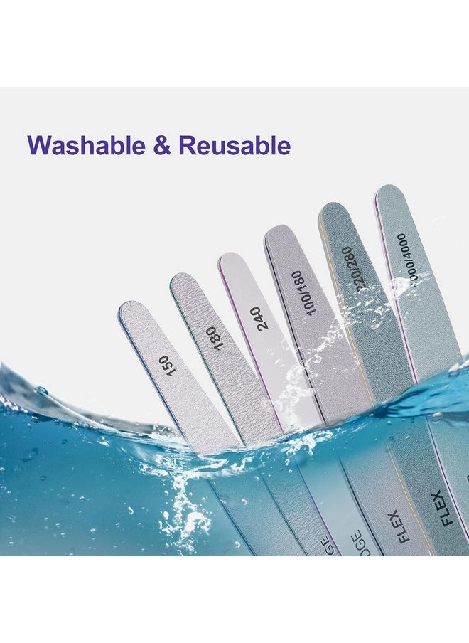 Nailwind - Nailwind Nail File And Buffer Set, 6 Pcs Professional Nail File Kit For Acrylic And Natural Nails, 100/150/180/220/240/280/1000/4000 Grit Soft Nail Filer Gel Nail Files & Buffers Filing Emery Board Home Salon - Image 1