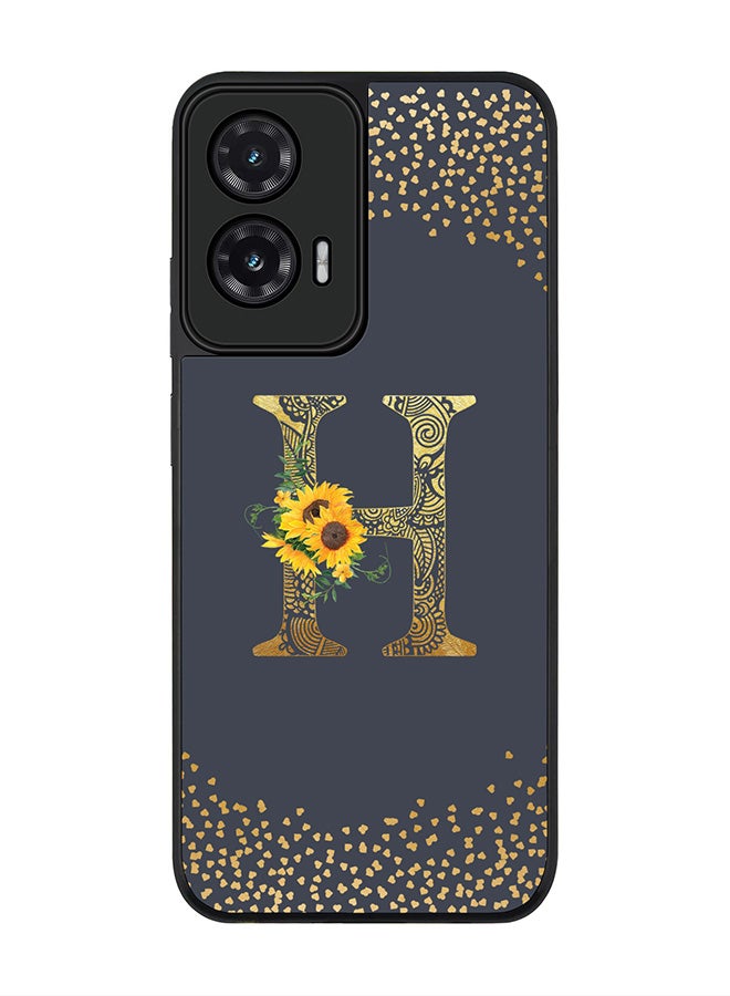 Stylizedd For Motorola Moto G35 Case,Slim fit Camera Protection, Shockproof Thin Phone cover  - Custom Floral Monogram - H  (Grey )