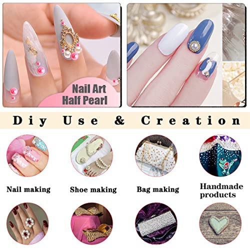 BLAAROOM 5800Pcs Half Pearls for Crafts, Flatback for Artwork Making, DIY Rhinestones Accessory Nail Art, Face Gems Jewels Flat Back Craft for Artist Creative - AB Mermaid - Image 4