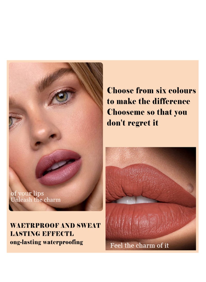SYOSI 6Pcs Matte Nude Liquid Lipstick Set,Lip Gloss Lip Stain Waterproof Long Lasting, Non-Stick Cup Not Fade, Professional Lip Gloss Makeup Gift for Women - Set A - Image 4