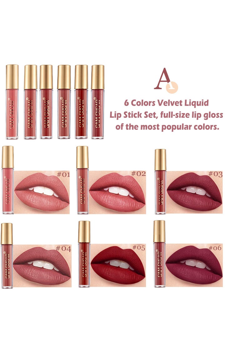 SYOSI 6Pcs Matte Nude Liquid Lipstick Set,Lip Gloss Lip Stain Waterproof Long Lasting, Non-Stick Cup Not Fade, Professional Lip Gloss Makeup Gift for Women - Set A - Image 2