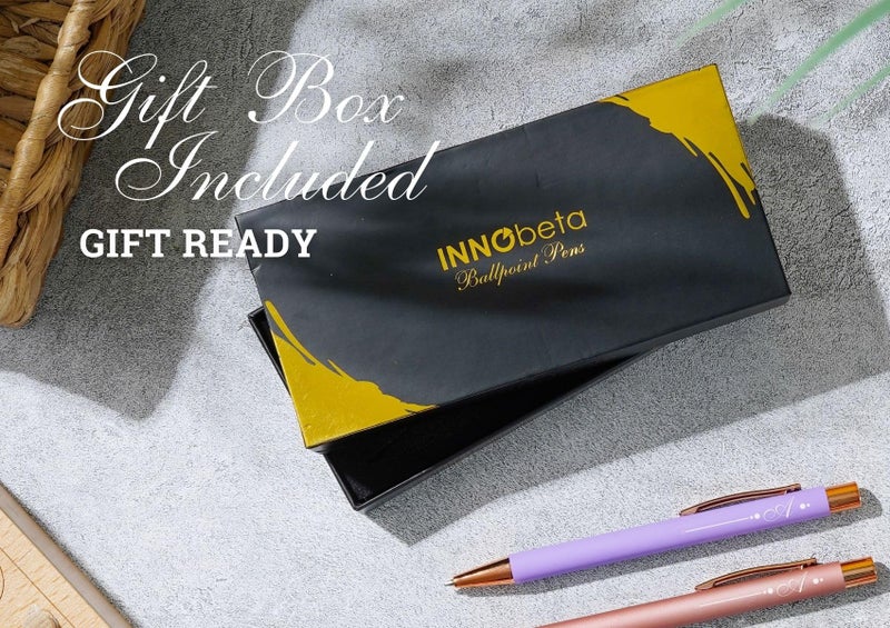 InnoBeta Monogrammed Gifts Ballpoint Pen Set of 4, Initial Letter Gifts for Housewarming, Birthday, Thanksgiving, Christmas - A - Image 3