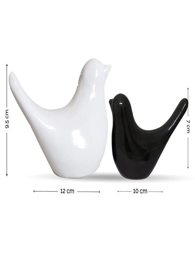 SRJANA Creative Black and White Glossy Ceramic Birds Figurines Home Decorations Accessories Party (Pack of 2, White and Black) - Image 4