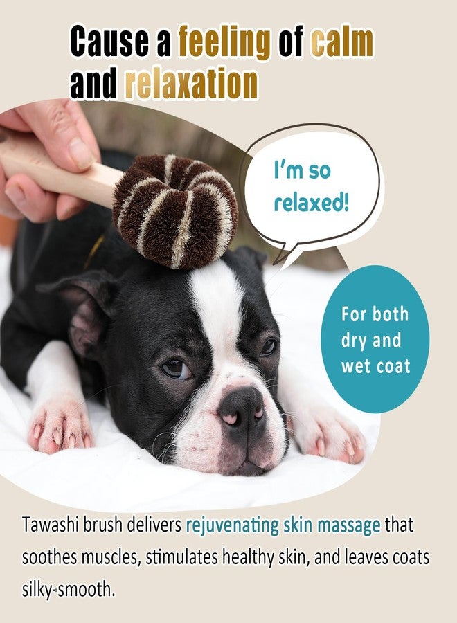 Wablade Natural Tawashi Dog Grooming & Massage Brush – Made in Japan, Gentle Palm Fiber Brush for Dogs, Relaxing Skin Stimulation, Low Static, Wooden Handle, Daily Dog Care Tool (Small Dog A) - Image 4