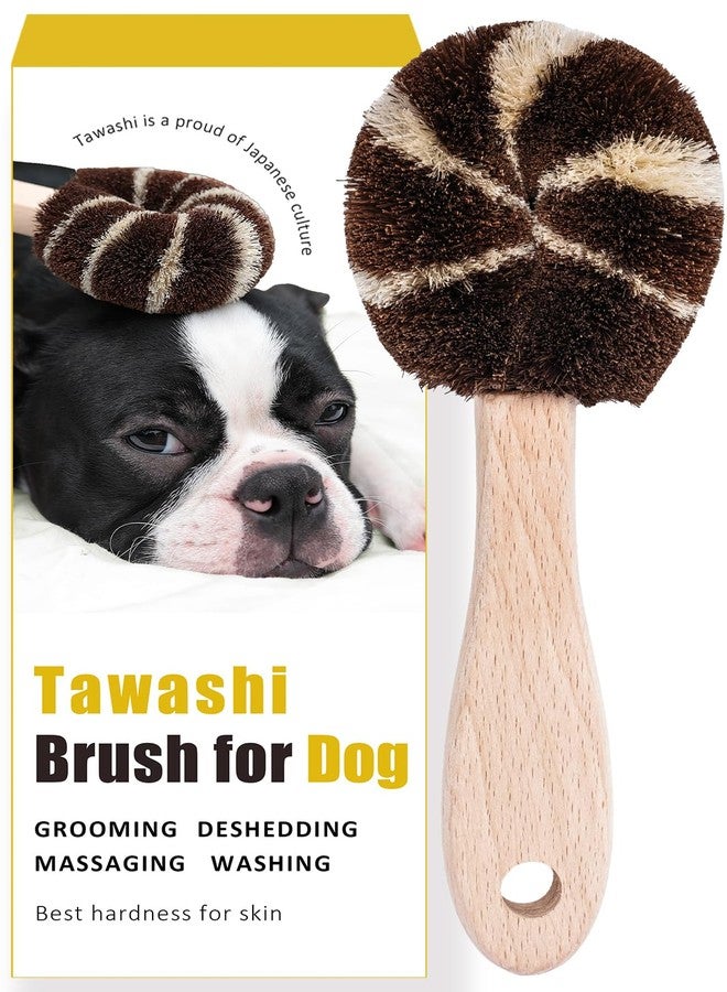 Wablade Natural Tawashi Dog Grooming & Massage Brush – Made in Japan, Gentle Palm Fiber Brush for Dogs, Relaxing Skin Stimulation, Low Static, Wooden Handle, Daily Dog Care Tool (Small Dog A) - Image 1