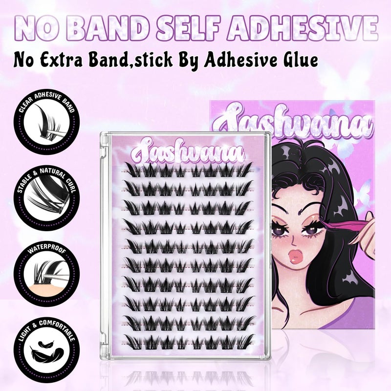 lashvana 80Pcs Self Adhesive False Eyelashes Clusters Kit,10 rows European-style eyelashes Lashes Kit with Tweezers for Beginners. (80Pcs Self Adhesive False Eyelashes) - Image 4