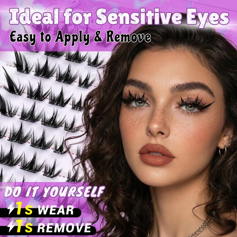 lashvana 80Pcs Self Adhesive False Eyelashes Clusters Kit,10 rows European-style eyelashes Lashes Kit with Tweezers for Beginners. (80Pcs Self Adhesive False Eyelashes) - Image 3