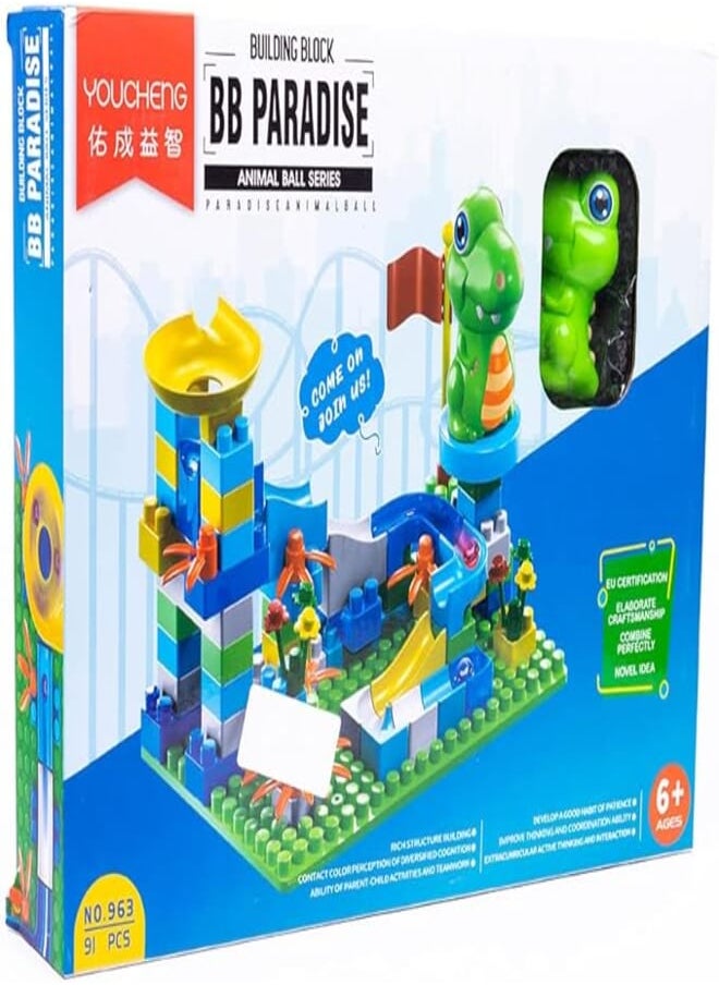 Generic Youcheng 963 Plastic Building Blocks With Small Crocodile Set Of 91 Pieces For Kids - Multi Color 