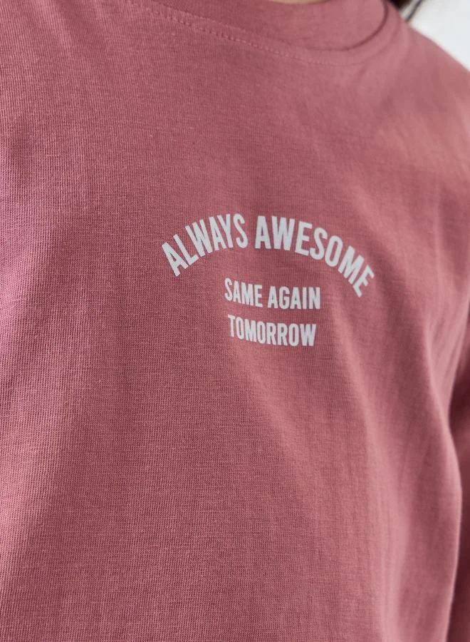 ستايلي Girls Purple Long Sleeve Slogan T-Shirt