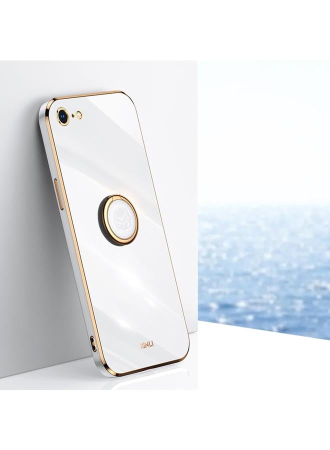 The Bros Case For iPhone SE 2022 / SE 2020 / 8 / 7 Straight Edge 6D Electroplate TPU Phone Case with Ring Holder