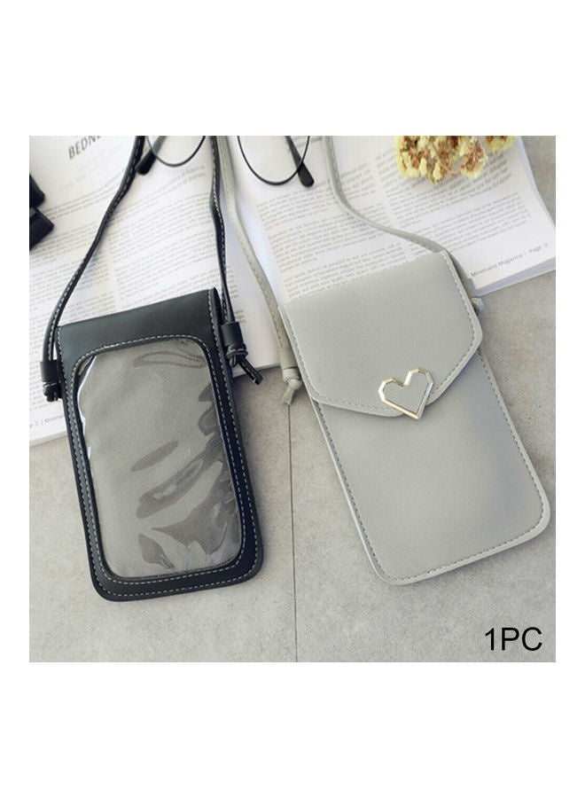 2Pcs Love Heart Transparent Shoulder Crossbody Bag Phone Touch Screen Purse Black - Image 4