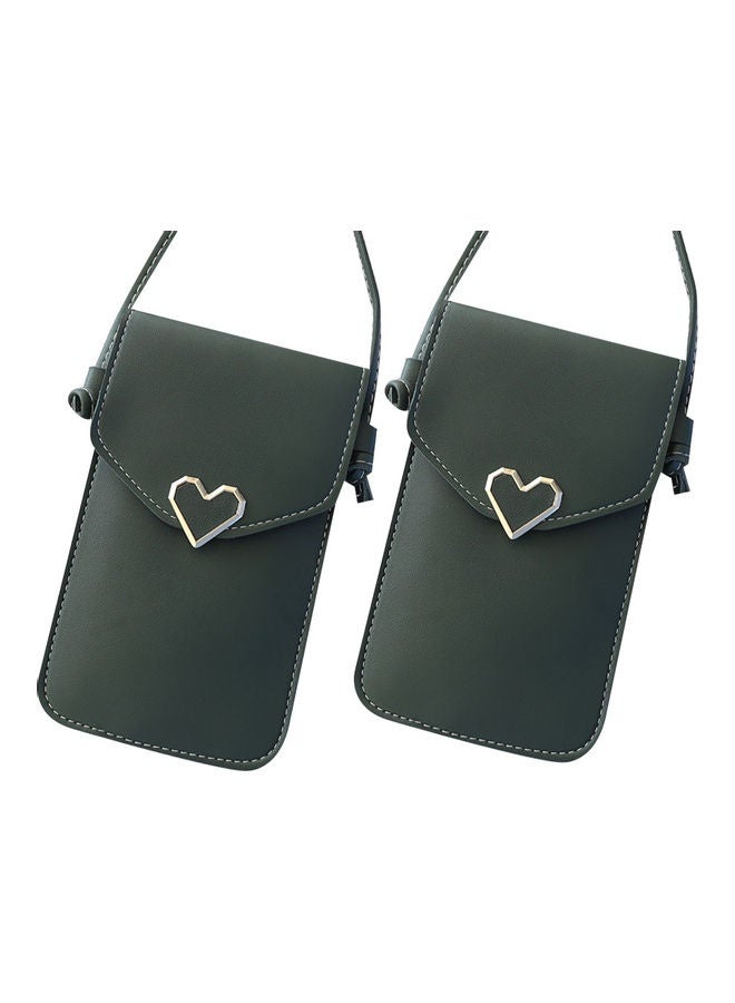 2Pcs Love Heart Transparent Shoulder Crossbody Bag Phone Touch Screen Purse Black - Image 1