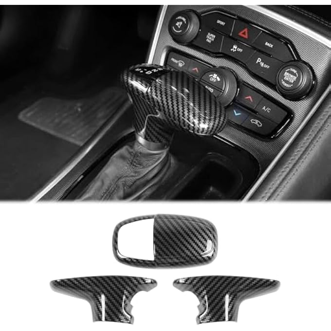 rayihni Carbon Fiber Gear Shift Knob Cover Trim Compatible for Dodge Compatible with Challenger  Dodge Charger Accessories20152022  Durango 20182022 - Image 2