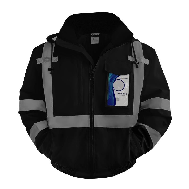 TCCFCCT High Visibility Jacket Waterproof Hi Vis Jacket for Men & Women, Warm Reflective Jackets for Men with Pockets, Construction Coats for Cold Weather, High Vis Rain Gear for Safety, J-Black, L - Image 1