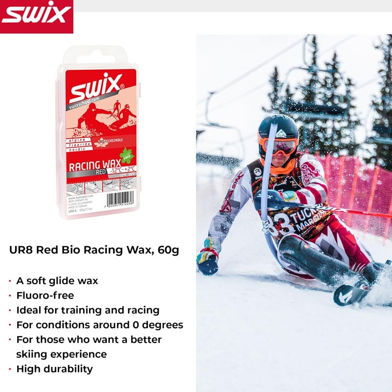 UR8 Biodegradable Ski/Snowboard Red Wax - Moderate Conditions 14 to 36 Degrees Fahrenheit