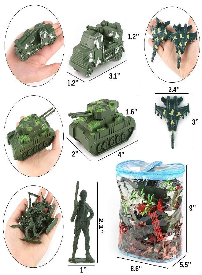 3 otters 3 قنادس 307 قطعة مجموعة رجال الجيش العسكرية، مجموعة معركة عسكرية جنود بلاستيكيين للأولاد والبنات، مع حاوية تخزين - Image 2