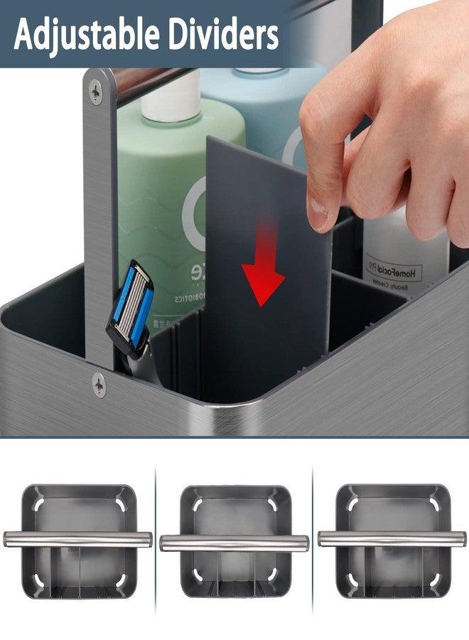 BYUNER Portable Shower Caddy Dorm: Compact Bathroom Caddy Organizer with Handle & Adjustable Dividers, Hard Plastic Shower Basket Storage Tote for Toiletry, College Dorm Room Essentials for Men Gray - Image 4