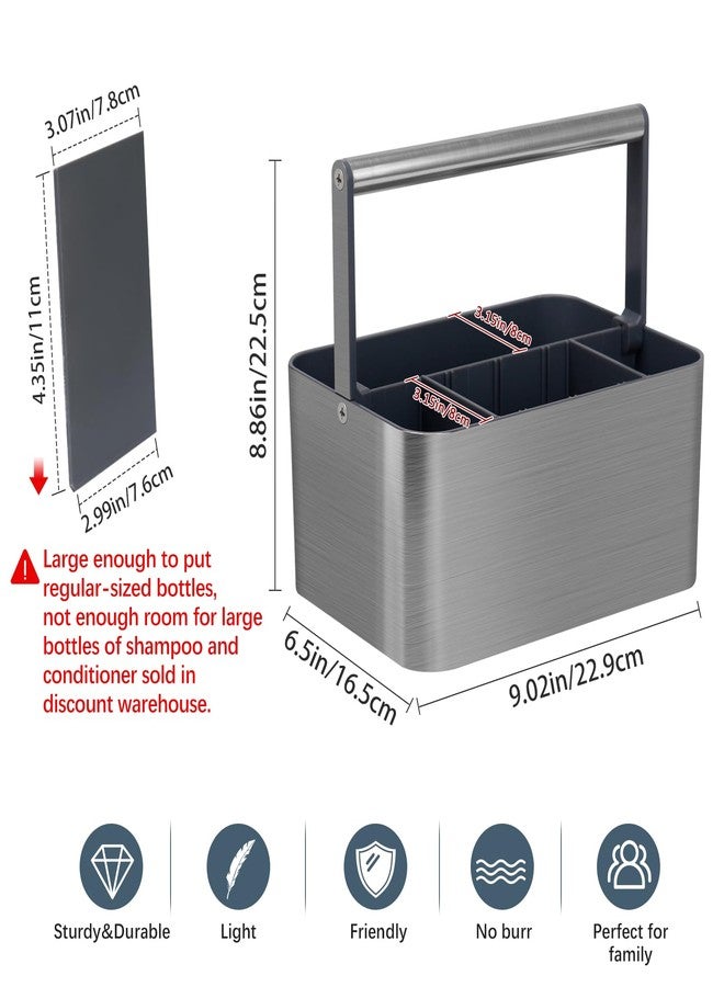 BYUNER Portable Shower Caddy Dorm: Compact Bathroom Caddy Organizer with Handle & Adjustable Dividers, Hard Plastic Shower Basket Storage Tote for Toiletry, College Dorm Room Essentials for Men Gray - Image 2