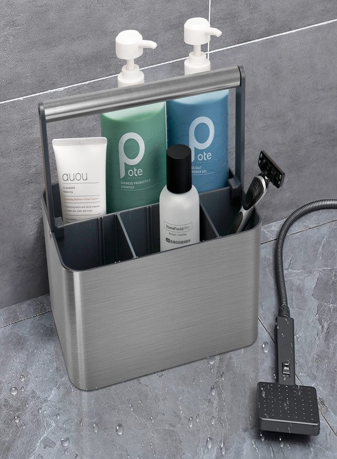 BYUNER Portable Shower Caddy Dorm: Compact Bathroom Caddy Organizer with Handle & Adjustable Dividers, Hard Plastic Shower Basket Storage Tote for Toiletry, College Dorm Room Essentials for Men Gray - Image 5