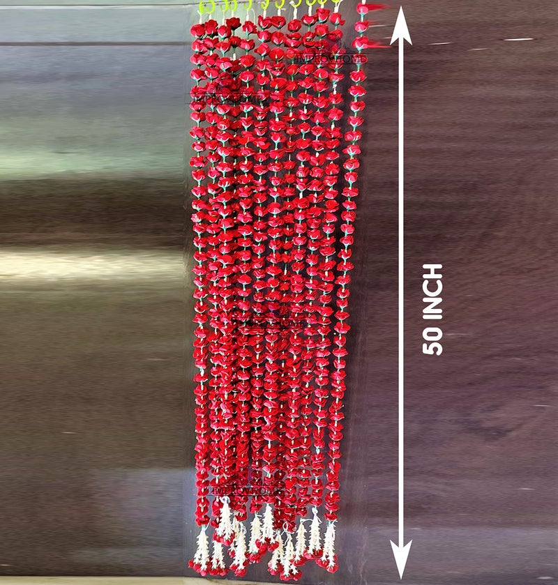 Improvhome Long Red Rose String with Red Rose Flower, Hanging Torans Garland Bandhwar Decoration Item for Home Décor Diwali Festival, Navratri, Wedding and Home Decoration (Pack of 10) - Image 4