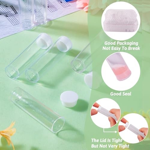 Craftdady 100Pcs Transparent Clear Plastic Small Empty Storage Tubes Bead Container Set Test Bottles Organizers Boxes with Lid 2.16x0.59 (55x15mm) - Image 5
