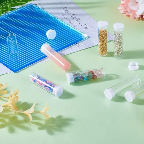 Craftdady 100Pcs Transparent Clear Plastic Small Empty Storage Tubes Bead Container Set Test Bottles Organizers Boxes with Lid 2.16x0.59 (55x15mm) - Image 3