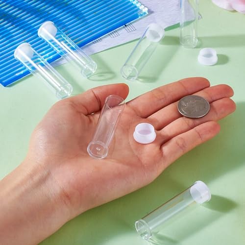 Craftdady 100Pcs Transparent Clear Plastic Small Empty Storage Tubes Bead Container Set Test Bottles Organizers Boxes with Lid 2.16x0.59 (55x15mm) - Image 2