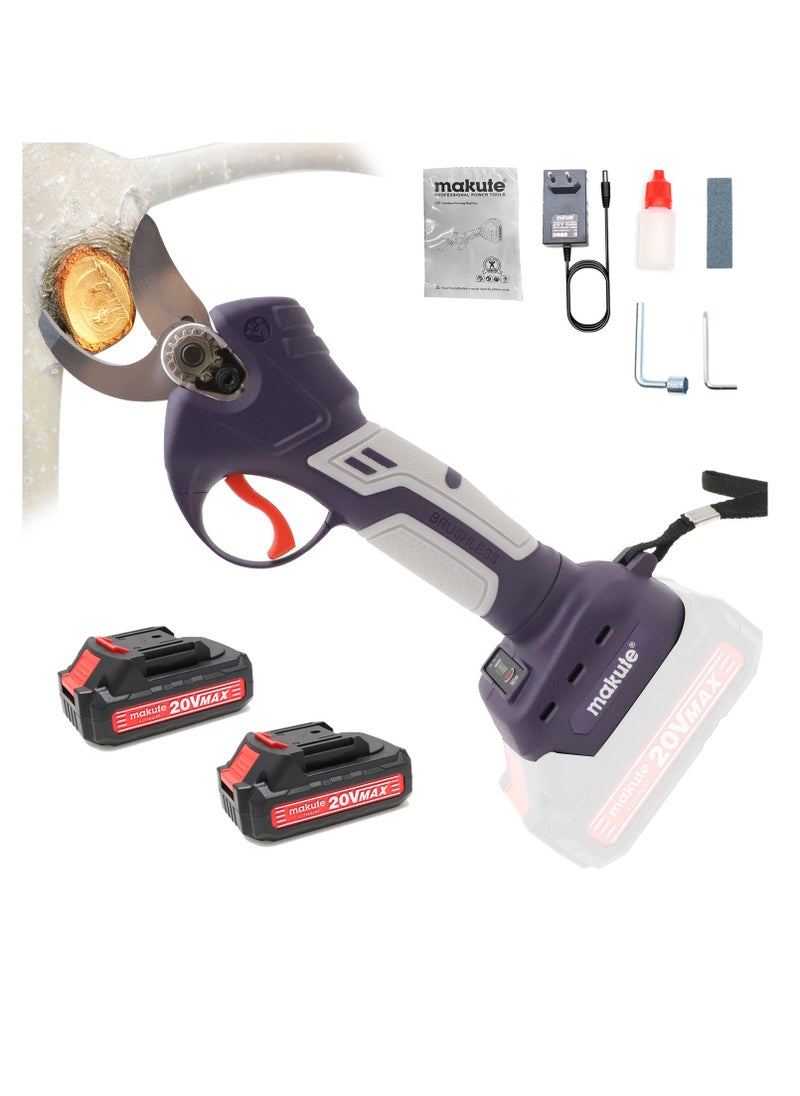 makute - Cordless Electric Pruning Shears with 2 Batteries, Brushless Motor, 20V, for Garden and Trees Sk5 Blades CPM001 - Image 1