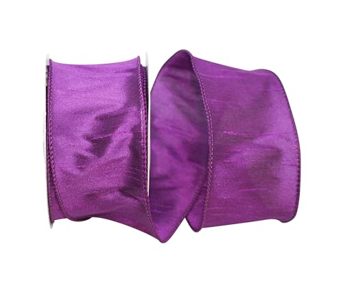 Reliant Ribbon 92975W-910-40F Dupioni Supreme Wired Edge Ribbon, 2-1/2 Inch X 10 Yards, Plum - Image 3