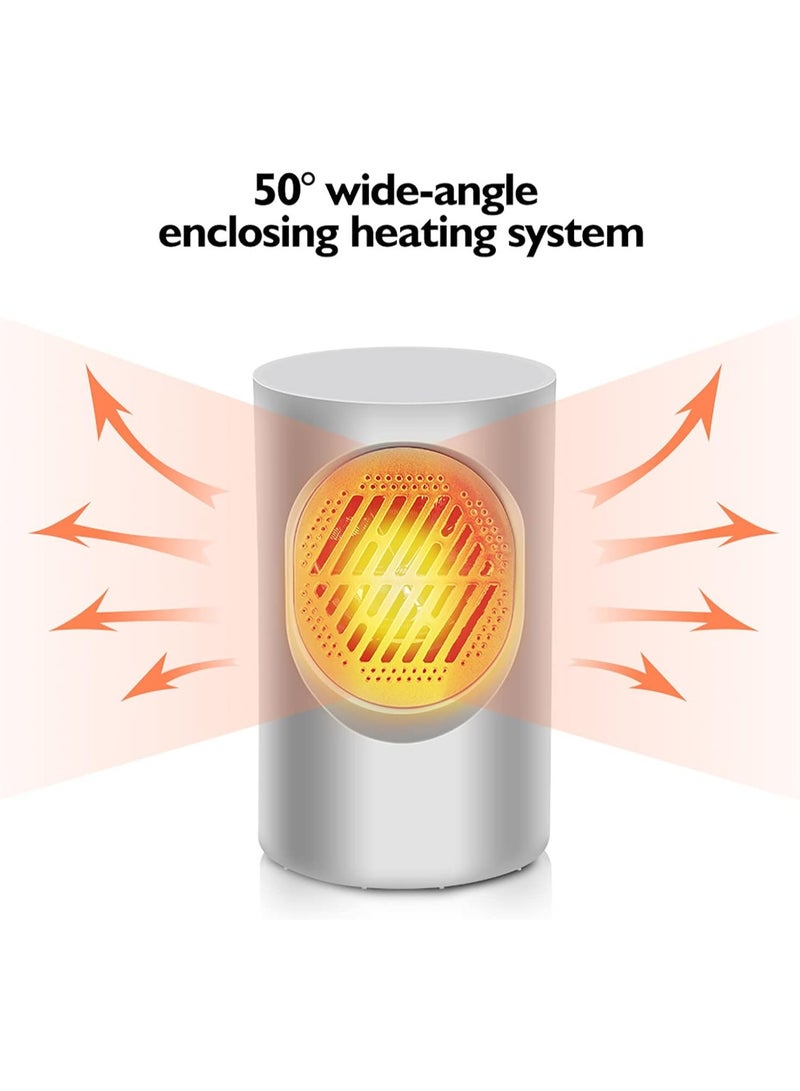 دفاية كهربائية محمولة للمنزل والمكتب بقدرة 400 وات، سخان كهربائي سريع التسخين مع زاوية توزيع للحرارة 50 درجة، مروحة تسخين هواء منخفض الضوضاء - ابيض - Image 3
