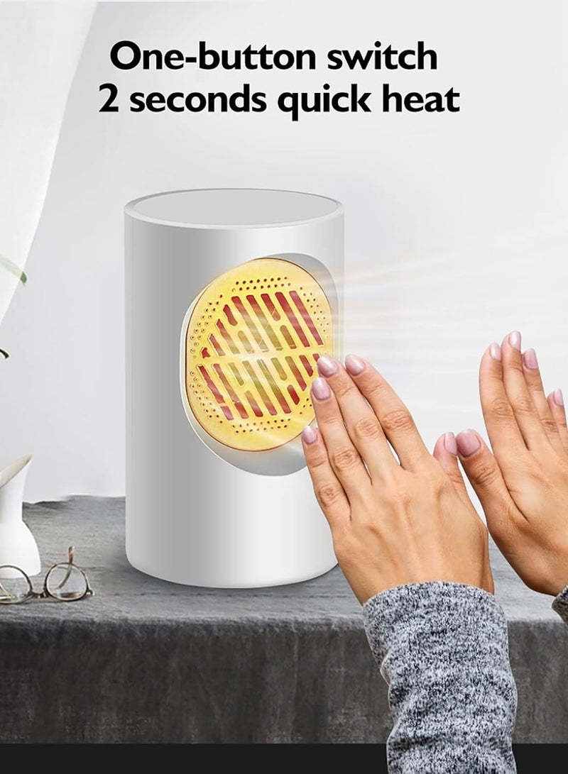 دفاية كهربائية محمولة للمنزل والمكتب بقدرة 400 وات، سخان كهربائي سريع التسخين مع زاوية توزيع للحرارة 50 درجة، مروحة تسخين هواء منخفض الضوضاء - ابيض - Image 4