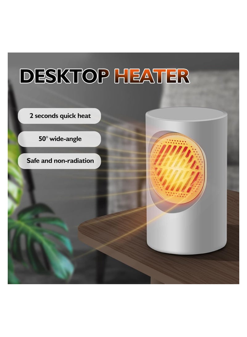 دفاية كهربائية محمولة للمنزل والمكتب بقدرة 400 وات، سخان كهربائي سريع التسخين مع زاوية توزيع للحرارة 50 درجة، مروحة تسخين هواء منخفض الضوضاء - ابيض - Image 2