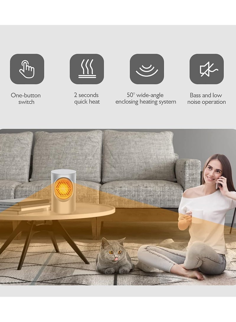 دفاية كهربائية محمولة للمنزل والمكتب بقدرة 400 وات، سخان كهربائي سريع التسخين مع زاوية توزيع للحرارة 50 درجة، مروحة تسخين هواء منخفض الضوضاء - ابيض - Image 5