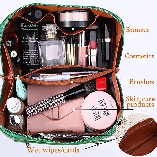 Cessfle Travel Makeup Bag, Checkered Makeup Bag Large Capacity Cosmetic Bag, Parallel Makeup Bag Large Makeup Bags for Women with Handle and Divider - Image 5
