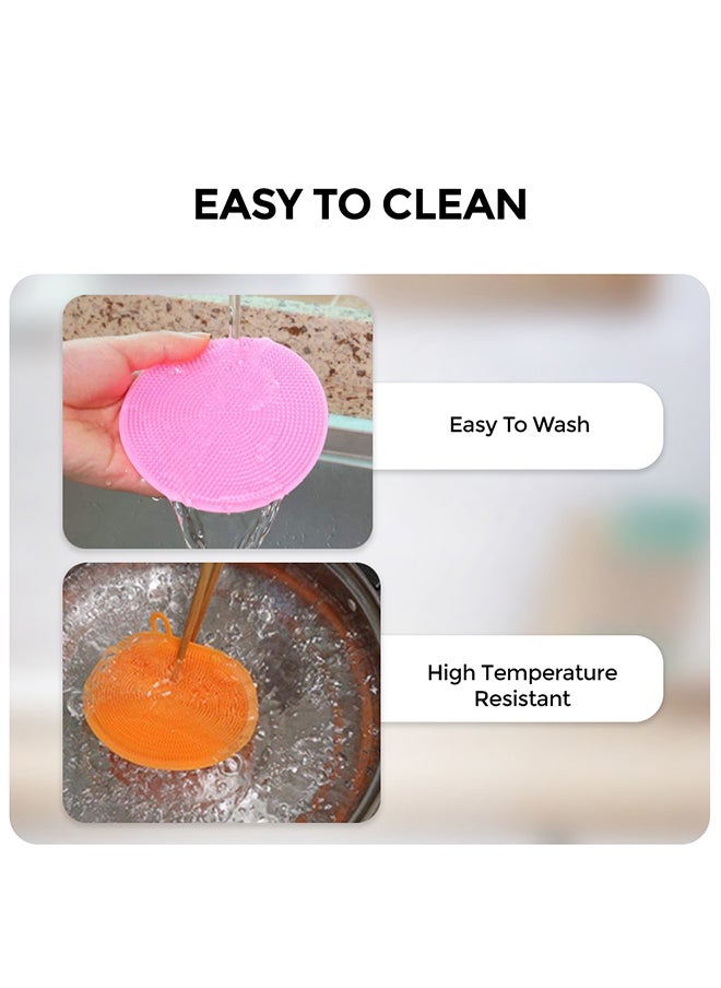 O Ozone - Silicone Dishwash Sponge Made of Food Grade Material for Dishes [Pack of 3] Sponge is Dishwasher Safe Heat Resistant and BPA Free - Red/Purple/Blue - Image 1