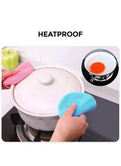 O Ozone Silicone Dishwash Sponge Made of Food Grade Material for Dishes [Pack of 3] Sponge is Dishwasher Safe Heat Resistant and BPA Free - Red/Purple/Blue  - Image 3