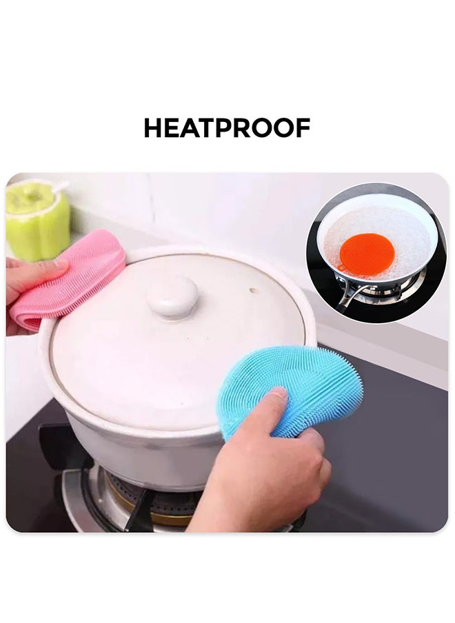 O Ozone - Silicone Dishwash Sponge Made of Food Grade Material for Dishes [Pack of 3] Sponge is Dishwasher Safe Heat Resistant and BPA Free - Red/Purple/Blue - Image 1