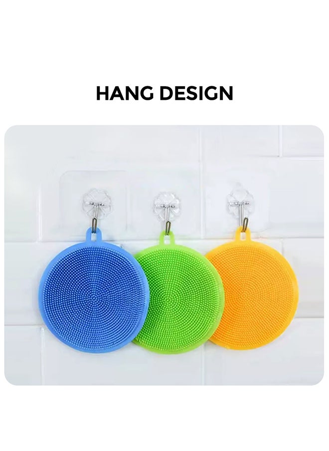O Ozone - Silicone Dishwash Sponge Made of Food Grade Material for Dishes [Pack of 3] Sponge is Dishwasher Safe Heat Resistant and BPA Free - Red/Purple/Blue - Image 1