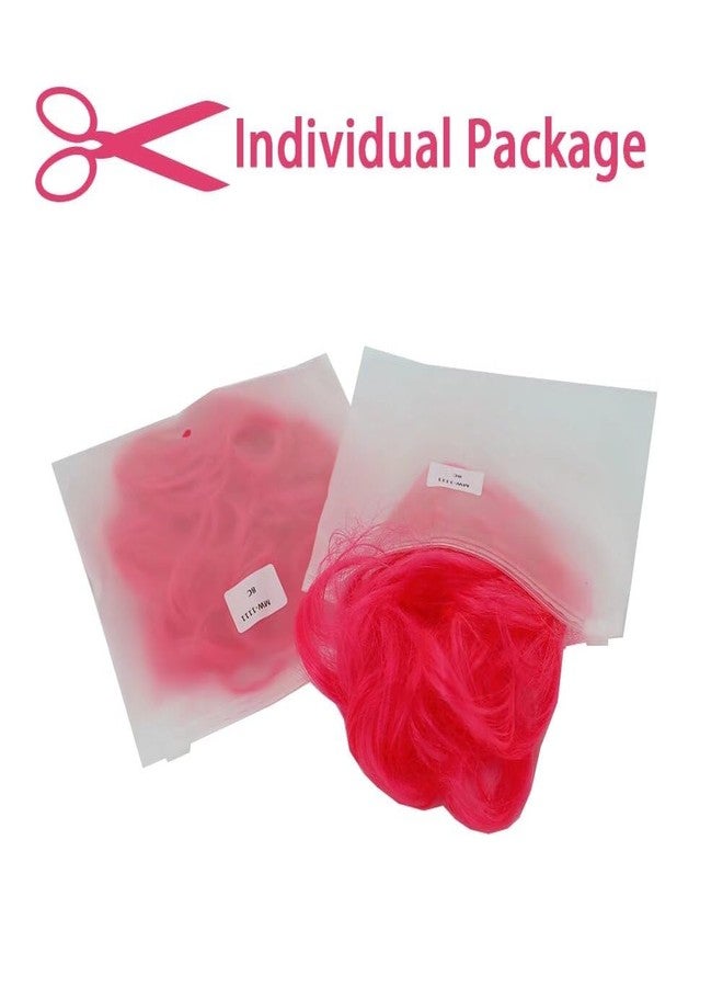 iLUU 2pcs Light Pink Color Messy Hair Bun Extensions Chignons Hair Synthetic Hair Pieces Scrunchie Scrunchy Updo Hairpiece for Women Party Wedding (#8C - Bright Pink) - Image 4