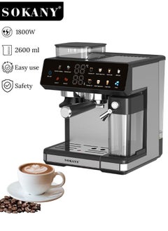 sokany 4 In 1 Automatic Espresso Machine,1800W/2.6L Cappuccino/Latte/Espresso/Grind Coffee Machine with Automatic Milk Frother, 20 Bar Pump Pressure,Touchscreen Coffee Maker for Home and Office,SK-04032  - Image 1