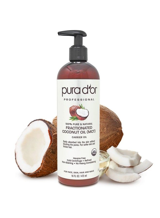 Pura d'or Organic Fractionated Coconut Oil (16Oz) Usda Certified 100% Pure & Natural Carrier Oil Moisturizing For Face Skin & Hair Men & Women (Packaging May Vary) - Image 2