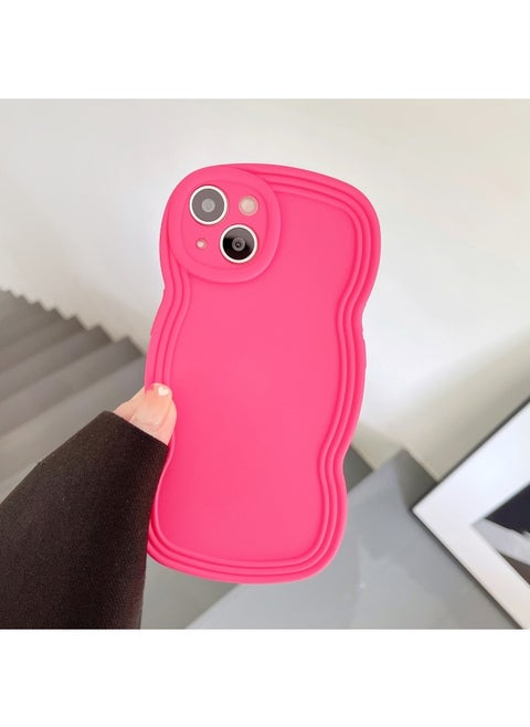 Ins Niche Wind Wave Edge IPhone16/15Pro Max Apple 14/13 Mobile Phone Case Soft Case-Color:KD Oil Injection Wavy Edge Rose Red-Applicable Model:14 (without Packaging)