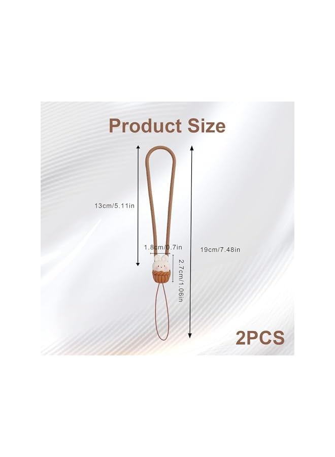 Green Tiger Phone Charm, Hand Wrist Strap Lanyard, Cute Keychain for Mobile, Cartoon Silicone Adorable Lanyard Hand Strap Compatible with Most Smartphones for Women and Men (2 Pack, Brown Rabbit) - Image 5