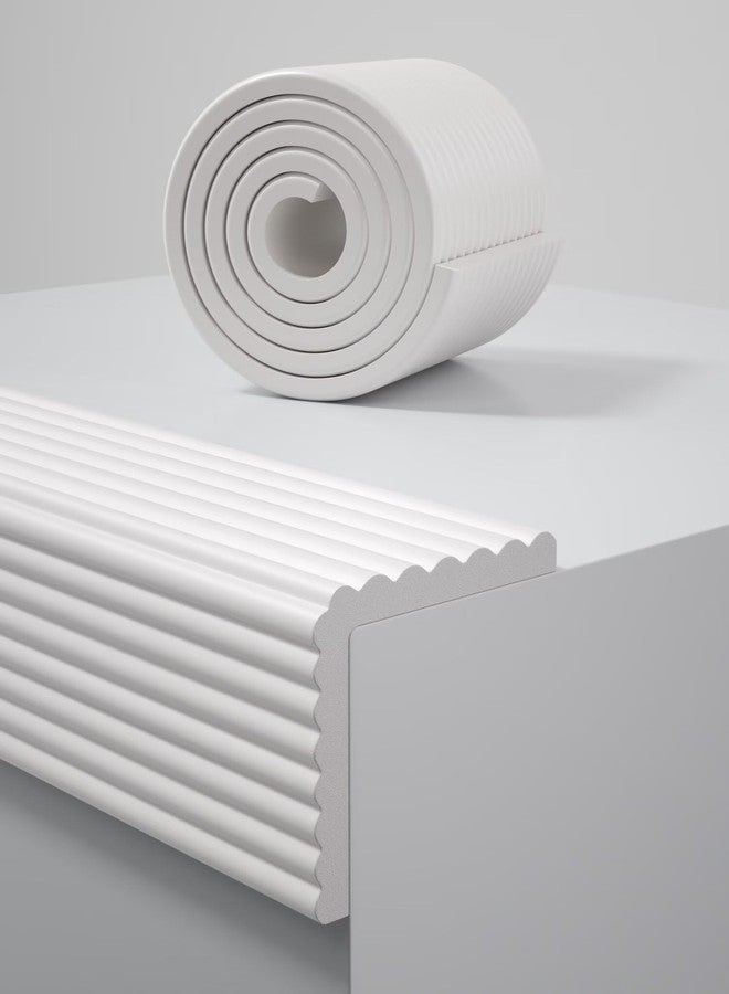 QYV 7.9''W Extra-Wide Edge Protector, 6.56FT 0.47''Th Baby Proofing Corner Guards, Safety Furniture Bumper, Pre-Taped, Thick Soft Rubber Foam Padding for Fireplace Table Stair Cabinet (White Gray) - Image 1