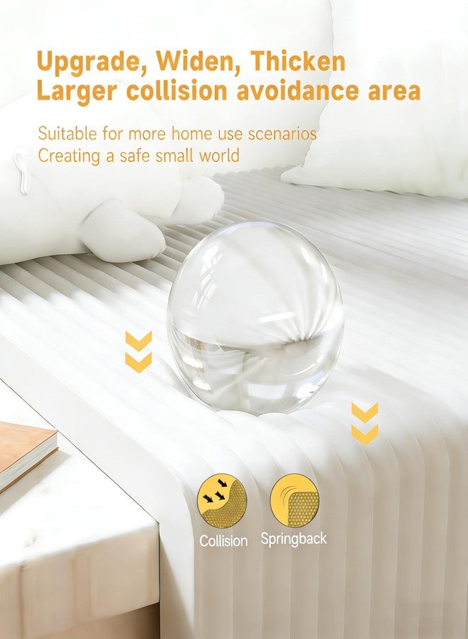 QYV 7.9''W Extra-Wide Edge Protector, 6.56FT 0.47''Th Baby Proofing Corner Guards, Safety Furniture Bumper, Pre-Taped, Thick Soft Rubber Foam Padding for Fireplace Table Stair Cabinet (White Gray) - Image 3