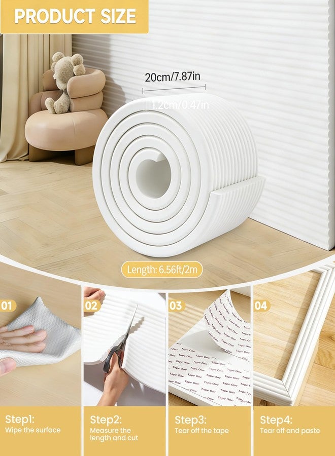 QYV 7.9''W Extra-Wide Edge Protector, 6.56FT 0.47''Th Baby Proofing Corner Guards, Safety Furniture Bumper, Pre-Taped, Thick Soft Rubber Foam Padding for Fireplace Table Stair Cabinet (White Gray) - Image 2