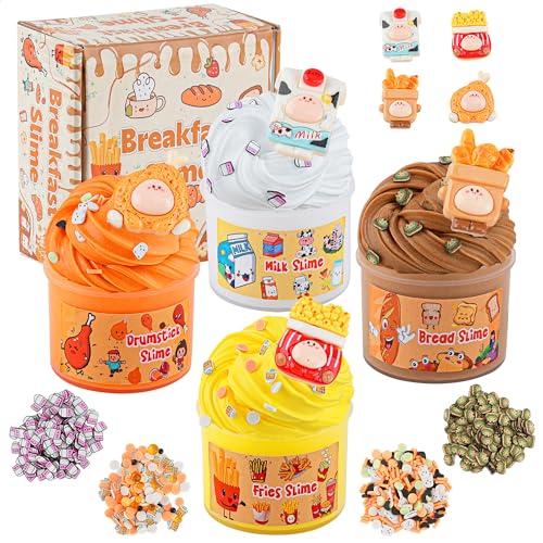Okaybee 4 Pack Food Butter Slime Super Soft NonSticky Slime Kit for Girls Boys Ages 812 Slime Party Favors for Kids Sensory Toys Holiday Birthday Easter Hallowmas Christmas Girls Gifts Boys Gifts - Image 1