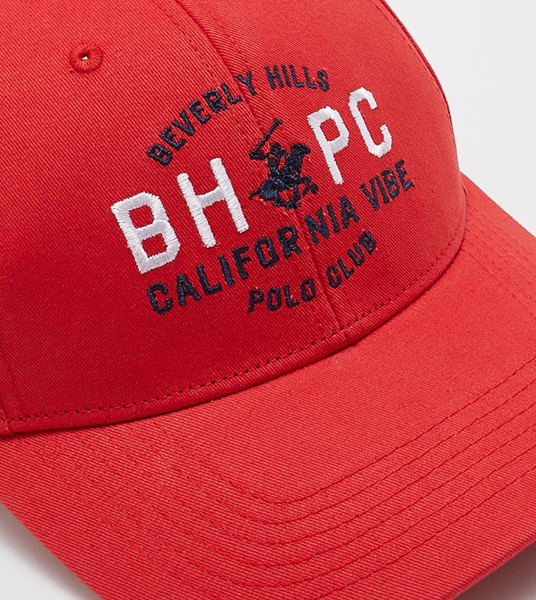 BEVERLY HILLS POLO CLUB Logo Embroidered Red Baseball Cap - Image 3